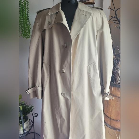 London Fog Vintage Beige Mid Length Trench Coat with Wool Blend Lining - Picture 2 of 10